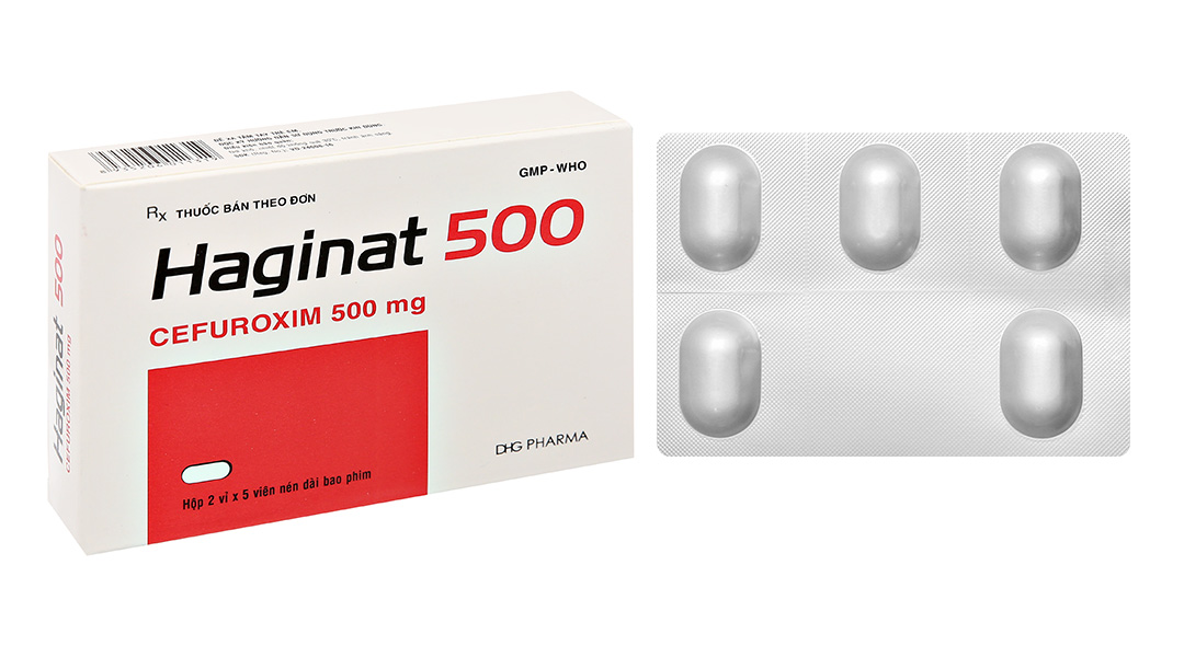 Haginat 500 kháng sinh trị nhiễm khuẩn, nhiễm trùng (2 vỉ x 5 viên)