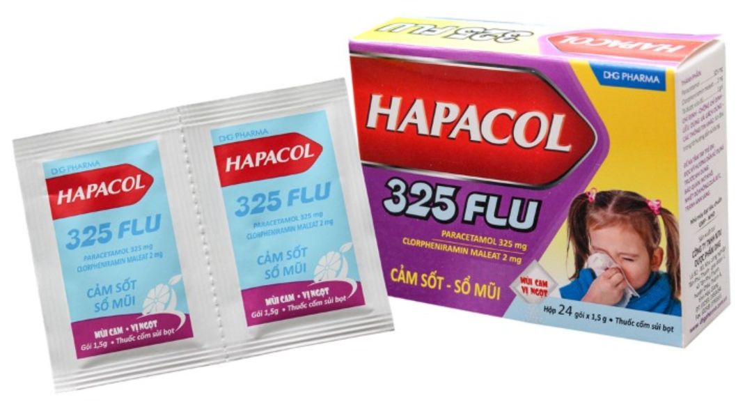 Cốm sủi Hapacol 325 Flu trị cảm cúm, cảm lạnh (24 gói x 1.5g)