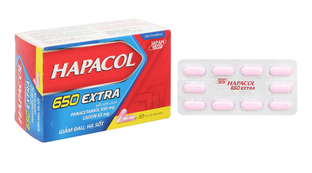 Hapacol 650 Extra giảm đau, hạ sốt (10 vỉ x 10 viên)