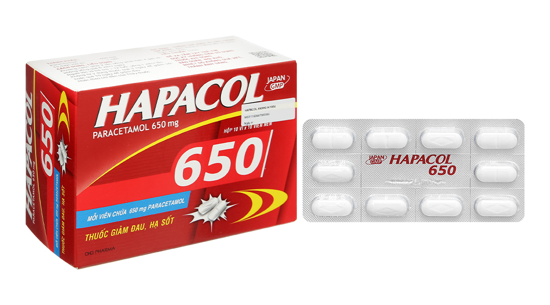 Hapacol 650 giảm đau, hạ sốt (10 vỉ x 10 viên)