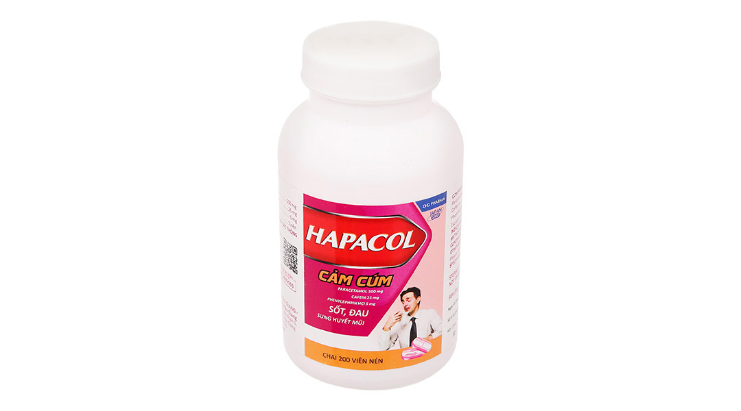 Hapacol Cảm Cúm trị cảm cúm, cảm lạnh chai 200 viên