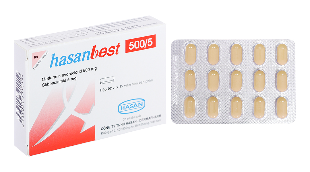 Hasanbest 500/5 trị đái tháo đường (2 vỉ x 15 viên)