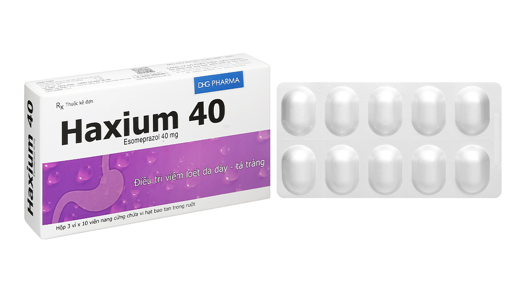 Haxium 40 trị trào ngược dạ dày, thực quản (3 vỉ x 10 viên)