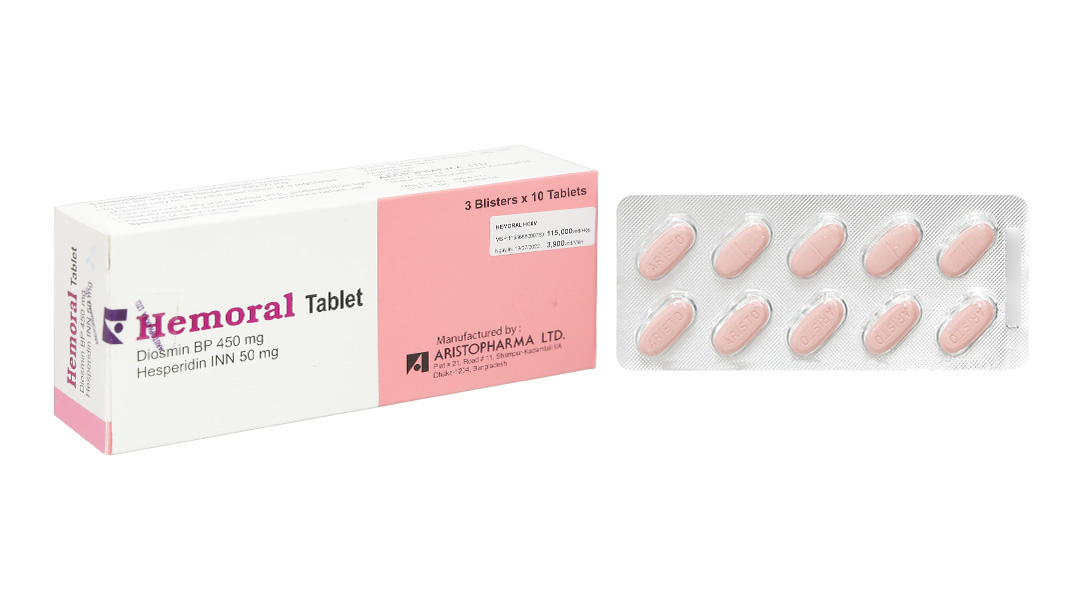 Hemoral Tablet trị trĩ, suy giãn tĩnh mạch (3 vỉ x 10 viên)