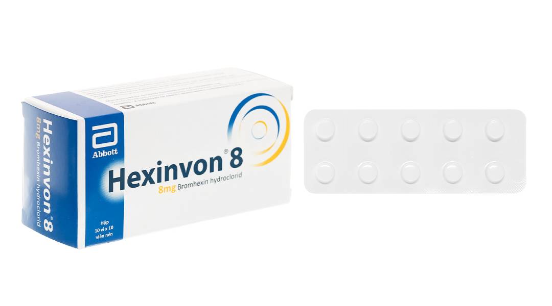 Hexinvon 8mg tan đàm trong bệnh lý hô hấp (10 vỉ x 10 viên)