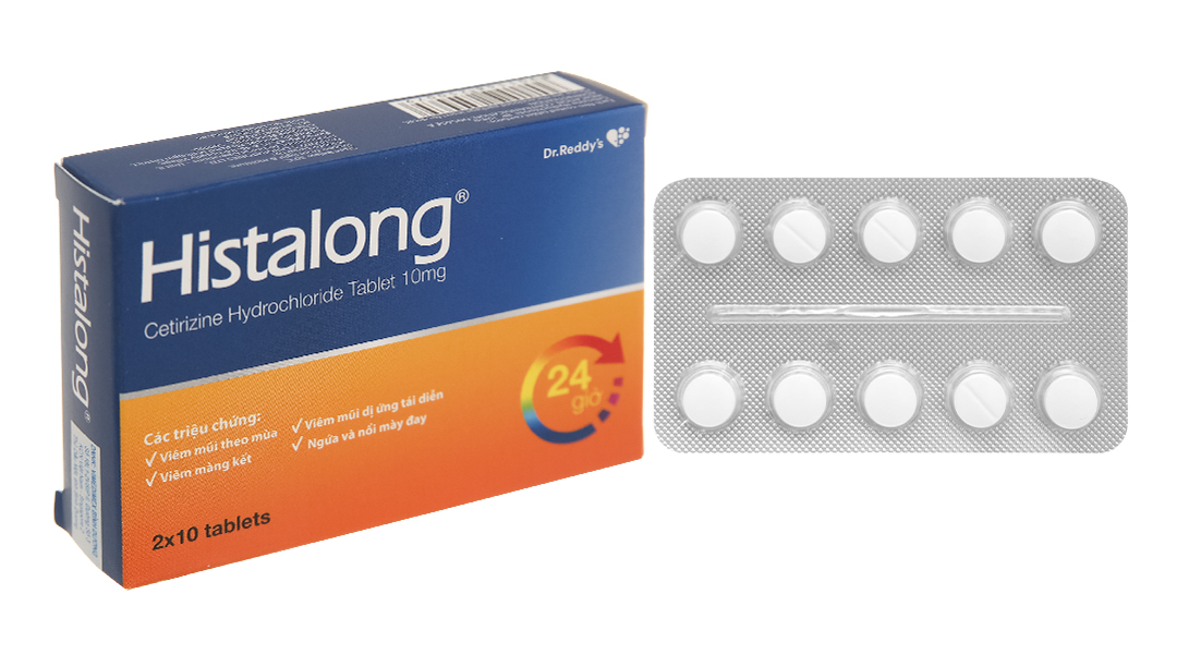 Histalong 10mg trị viêm mũi dị ứng, mày đay (2 vỉ x 10 viên)