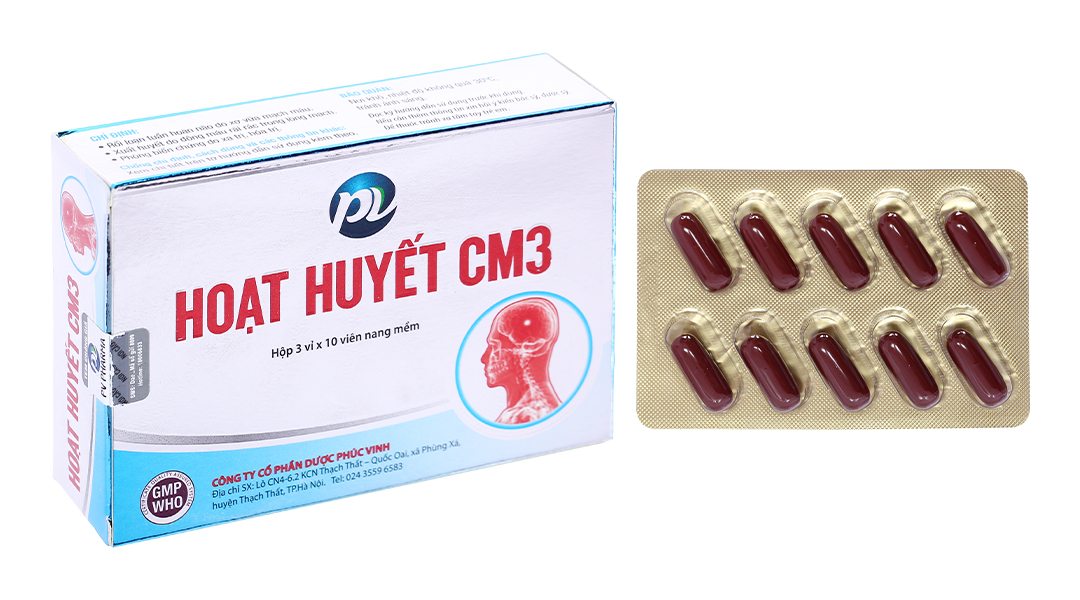 Hoạt Huyết CM3 trị rối loạn tuần hoàn não (3 vỉ x 10 viên)