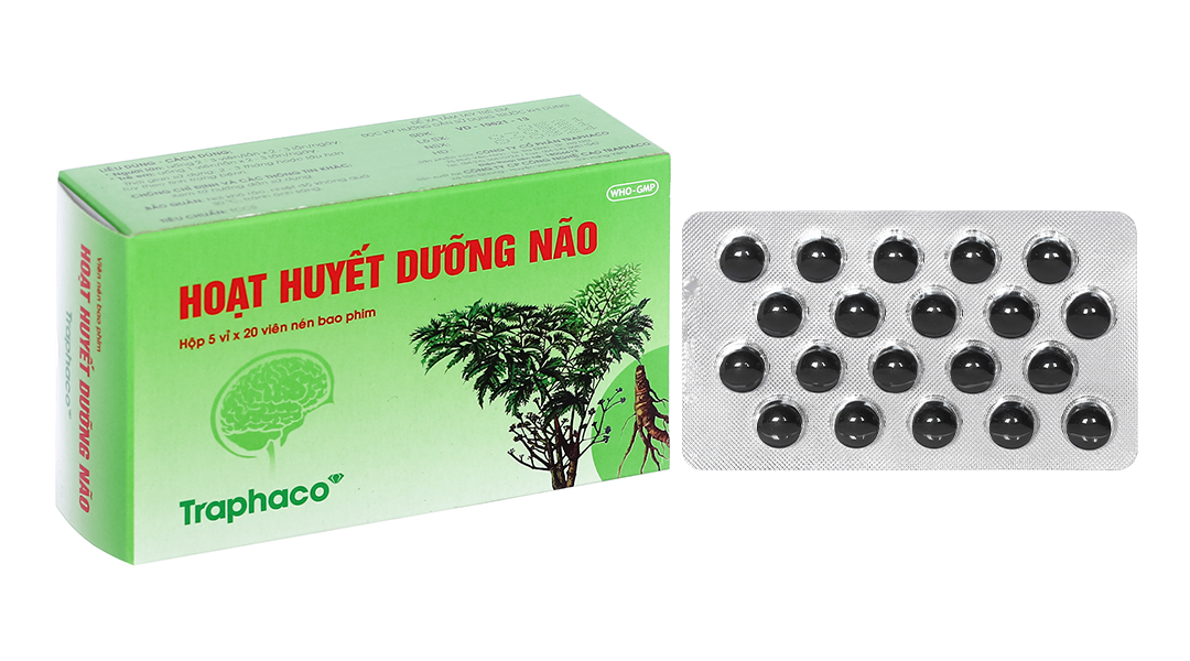 Viên bao phim Hoạt Huyết Dưỡng Não Traphaco cải thiện trí nhớ (5 vỉ x 20 viên)