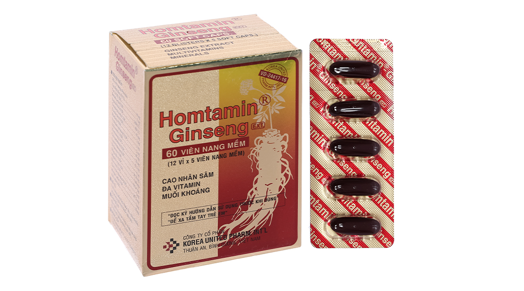 Homtamin Ginseng bồi bổ cơ thể, giảm mệt mỏi (12 vỉ x 5 viên)