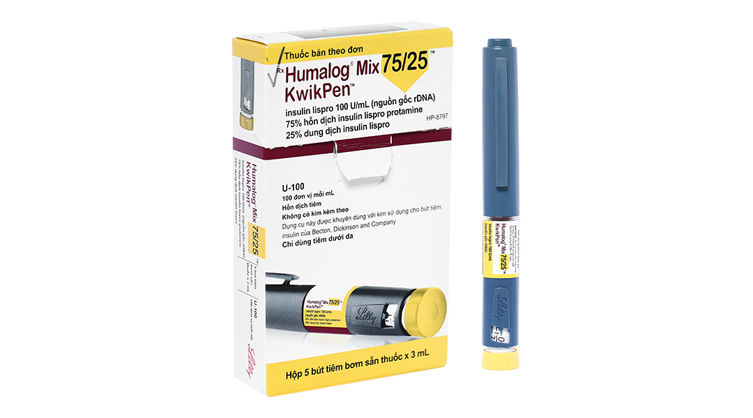 Bút tiêm Humalog Mix 75/25 KwikPen 100IU/ml trị đái tháo đường (5 cây x 3ml)