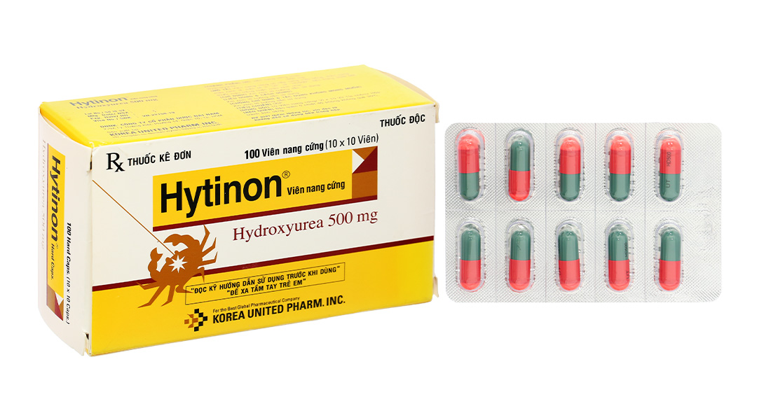 Hytinon Hard Caps. 500mg trị ung thư cổ tử cung, bạch cầu mãn tính (10 vỉ x 10 viên)