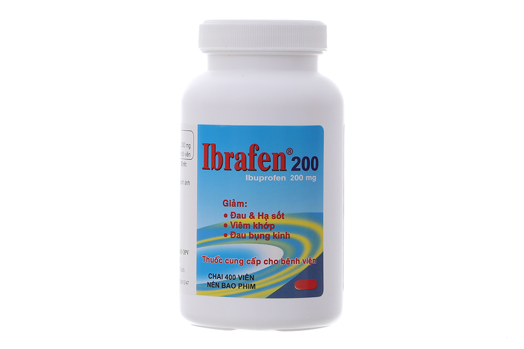 Ibrafen 200mg giảm đau, hạ sốt, kháng viêm lọ 400 viên