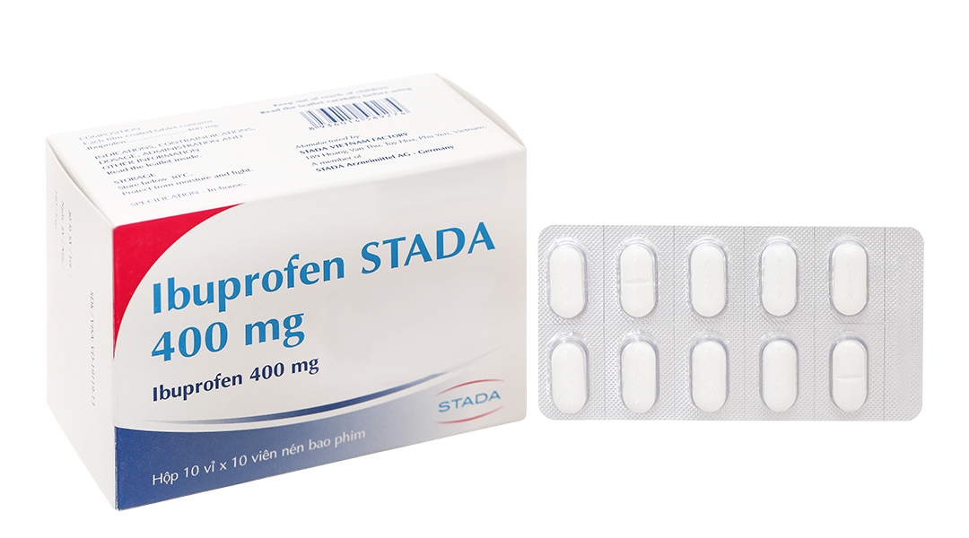 Ibuprofen Stada 400mg giảm đau, hạ sốt, kháng viêm (10 vỉ x 10 viên)