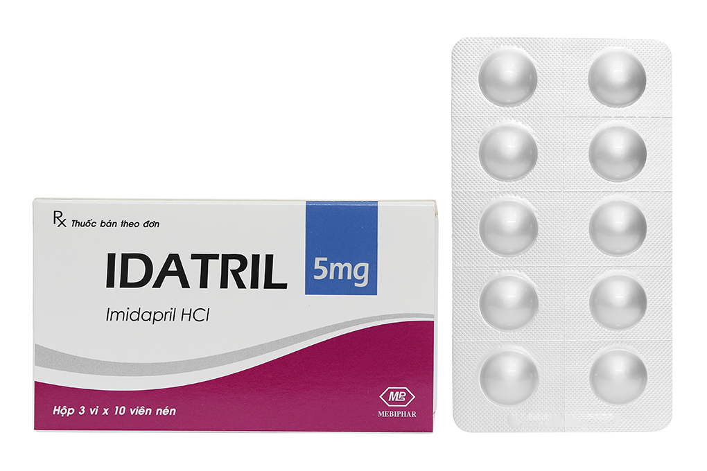 Idatril 5mg trị tăng huyết áp, suy tim (3 vỉ x 10 viên)