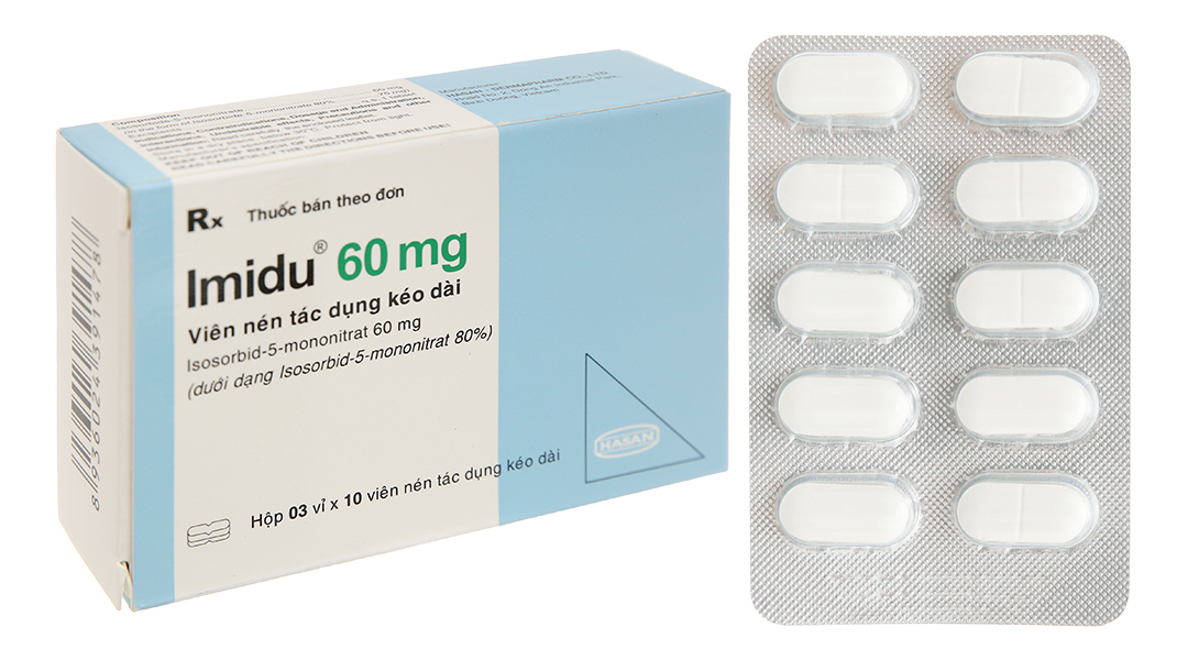 Imidu 60mg trị đau thắt ngực (3 vỉ x 10 viên)