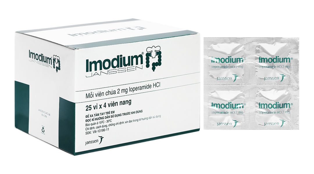 Imodium 2mg trị tiêu chảy (25 vỉ x 4 viên)