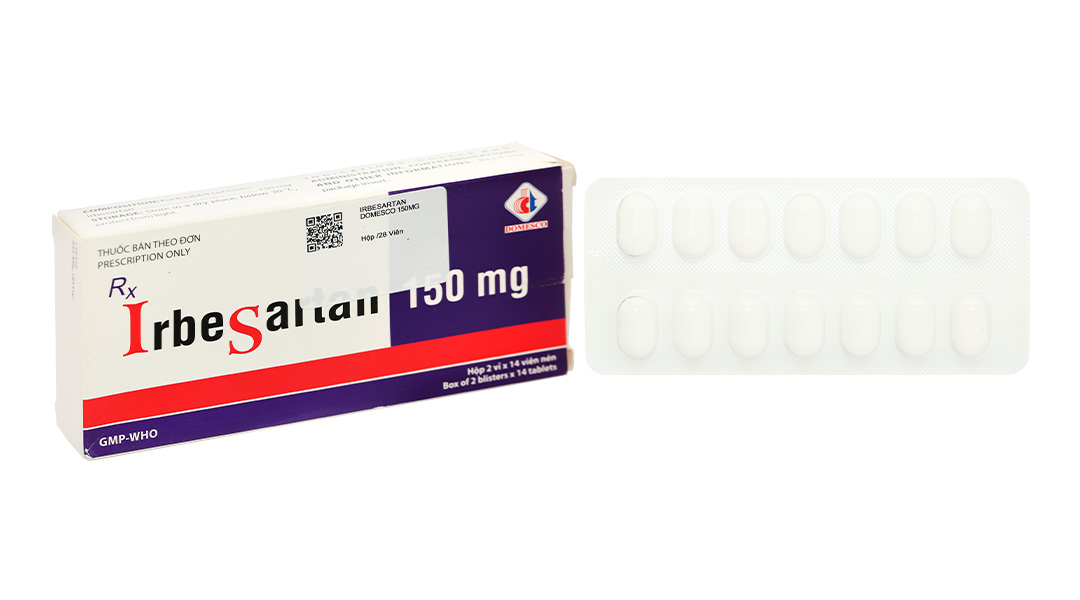 Irbesartan Domesco 150mg trị tăng huyết áp (2 vỉ x 14 viên)