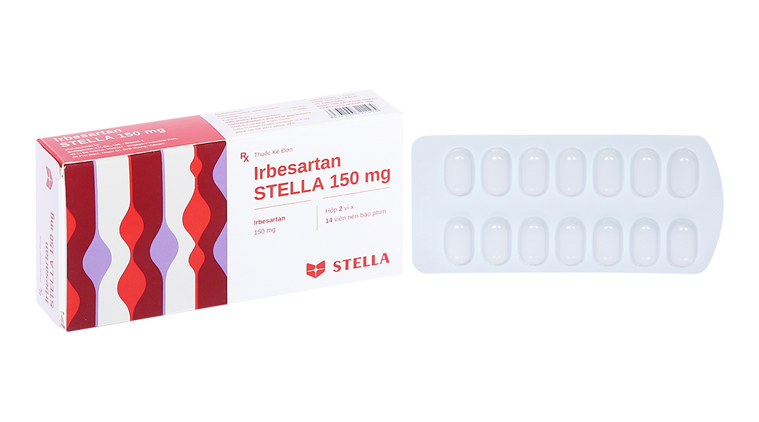 Irbesartan Stella 150mg trị tăng huyết áp (2 vỉ x 14 viên)