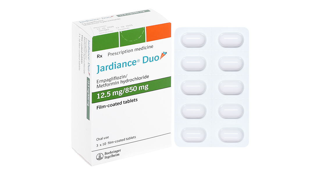 Jardiance Duo 12.5mg/850mg trị đái tháo đường (3 vỉ x 10 viên)