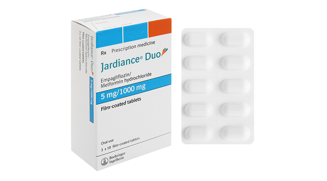 Jardiance Duo 5mg/1000mg trị đái tháo đường (3 vỉ x 10 viên)