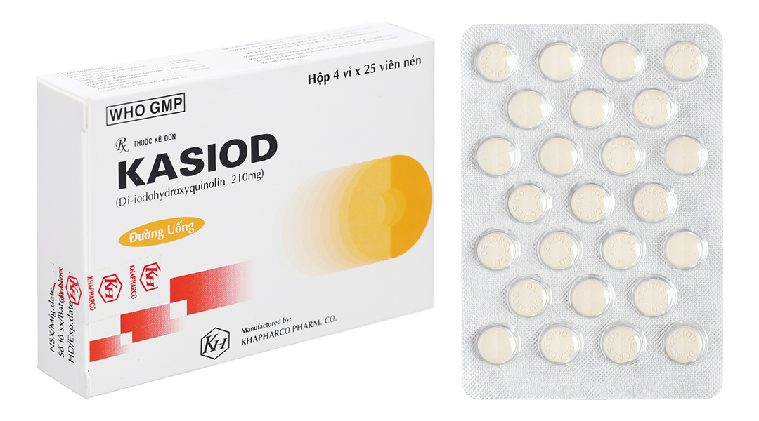 Kasiod 210mg trị tiêu chảy, kiết lỵ (4 vỉ x 25 viên)