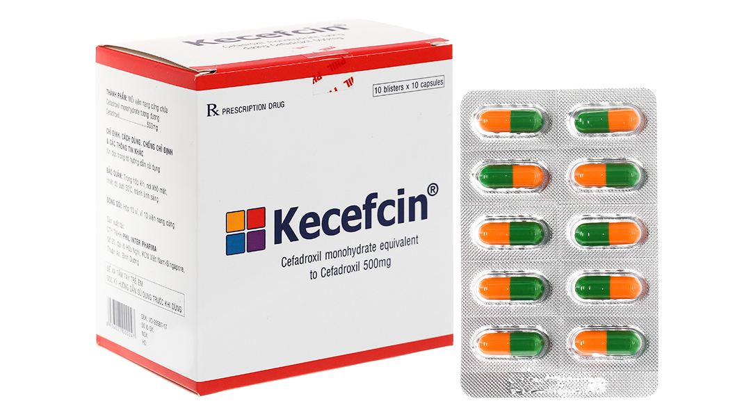 Kecefcin 500mg trị nhiễm khuẩn (10 vỉ x 10 viên)