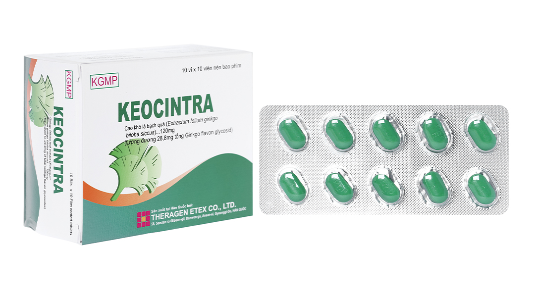 Keocintra 120mg tuần hoàn máu não, cải thiện trí nhớ (10 vỉ x 10 viên)