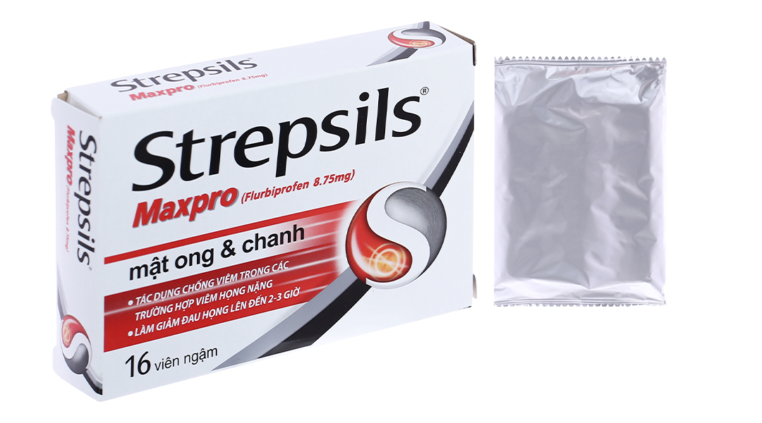 Viên ngậm Strepsils Maxpro mật ong & chanh giảm đau họng, chống viêm (2 vỉ x 8 viên)