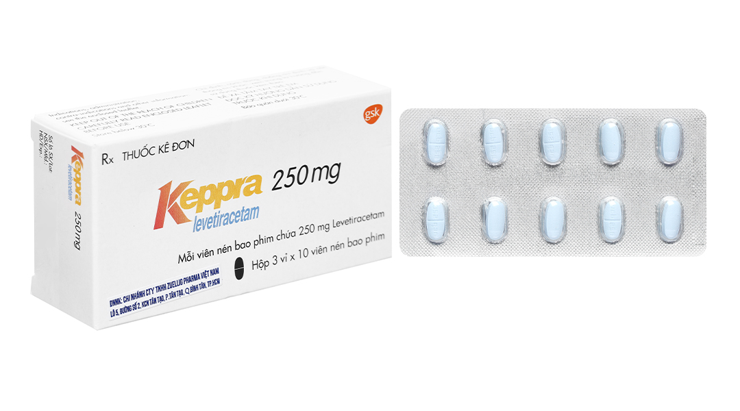 Keppra 250mg trị động kinh (3 vỉ x 10 viên)