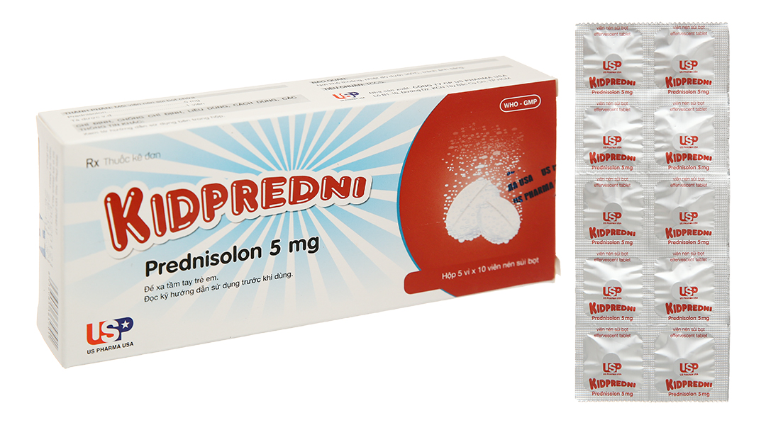 Viên sủi Kidpredni 5mg thuốc kháng viêm (5 vỉ x 10 viên)