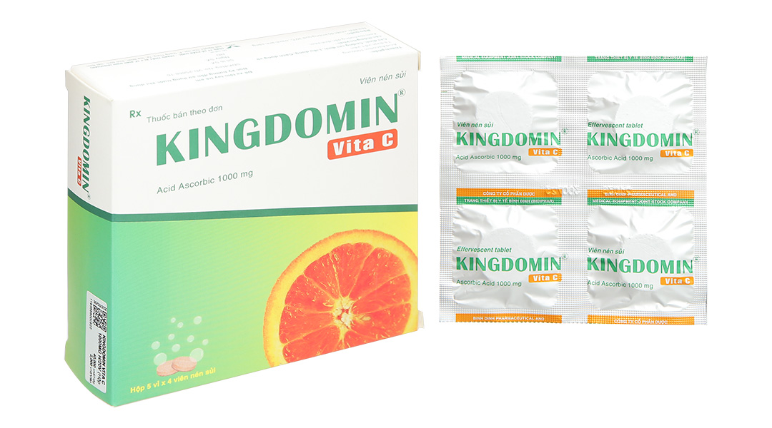 Viên sủi Kingdomin Vita C 1000mg tăng cường đề kháng (5 vỉ x 4 viên)