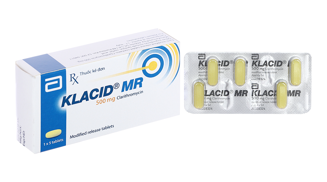 Klacid MR 500mg trị nhiễm khuẩn (1 vỉ x 5 viên)