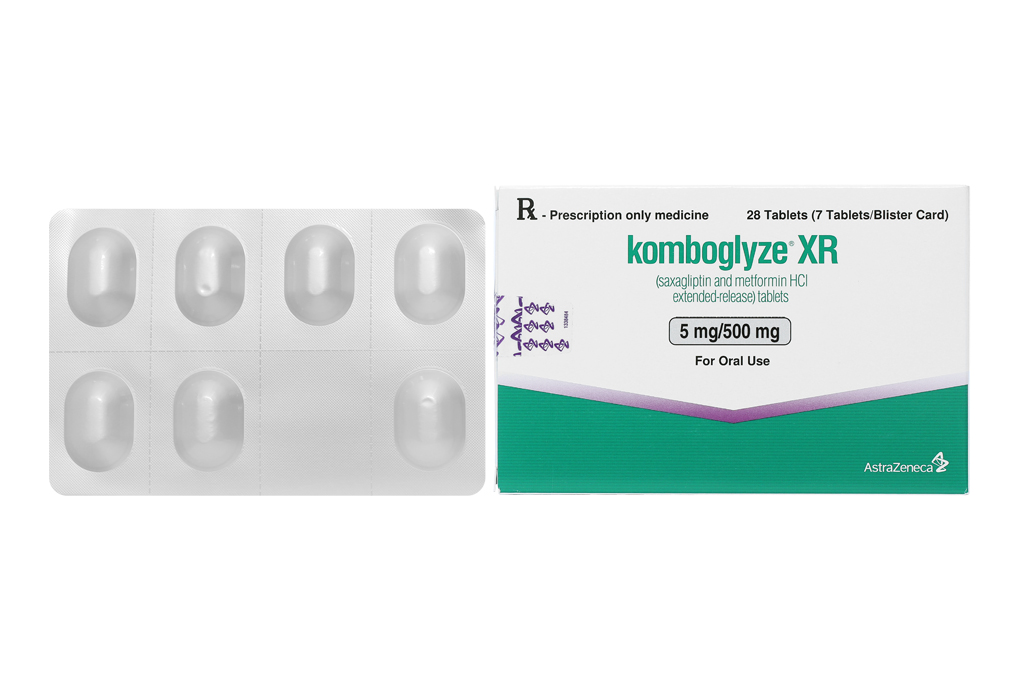 Komboglyze XR 5mg/500mg trị đái tháo đường (4 vỉ x 7 viên)