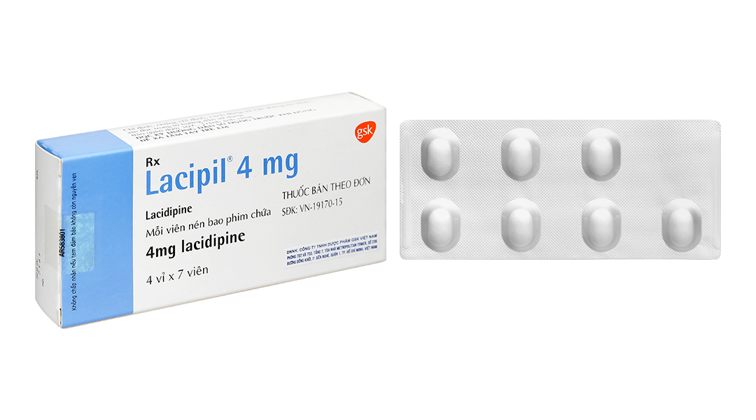 Lacipil 4mg trị tăng huyết áp (4 vỉ x 7 viên)