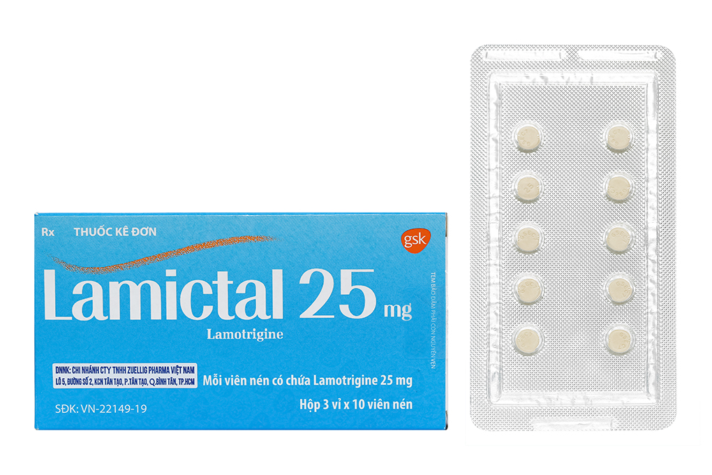 Lamictal 25mg trị động kinh, rối loạn lưỡng cực (3 vỉ x 10 viên)