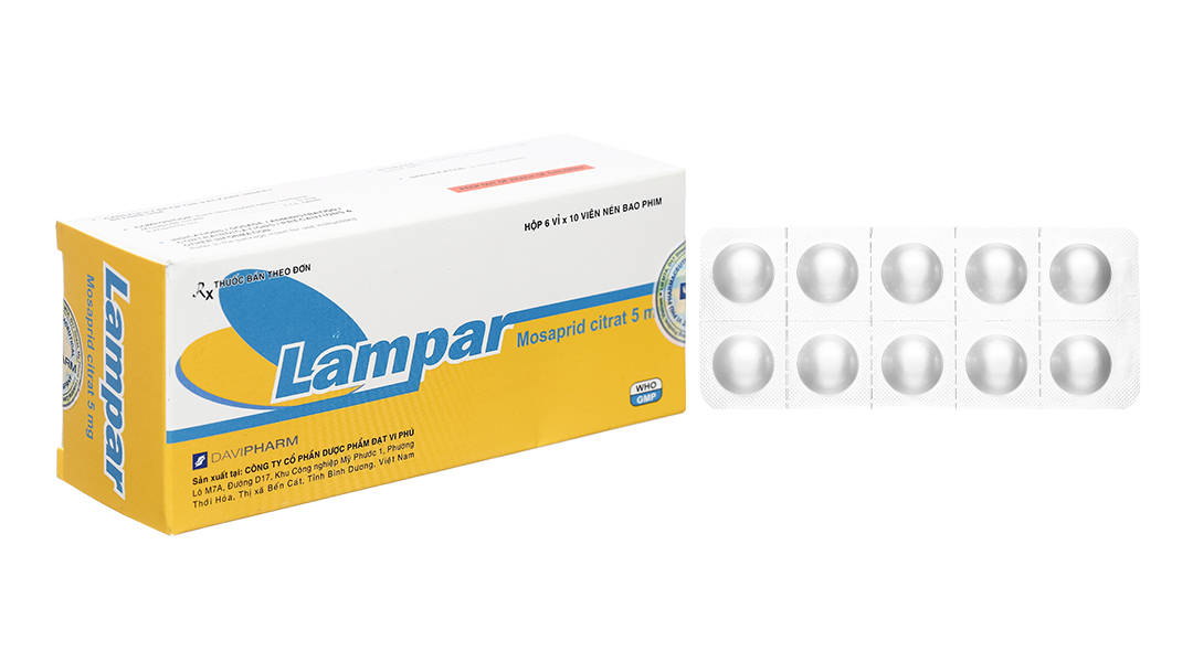 Lampar 5mg trị triệu chứng dạ dày - ruột (6 vỉ x 10 viên)