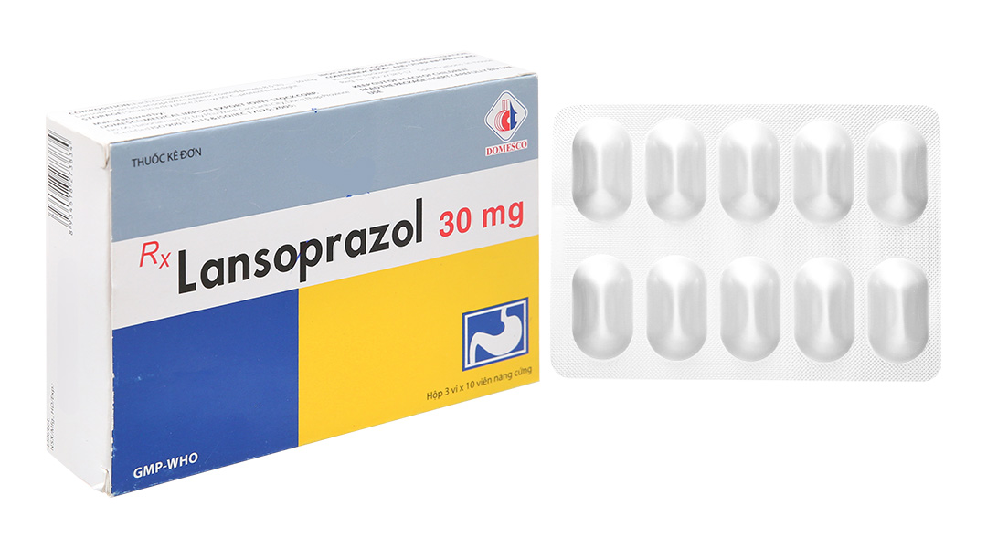 Lansoprazol Domesco 30mg trị trào ngược dạ dày, thực quản (3 vỉ x 10 viên)