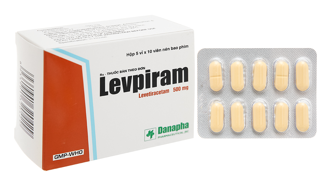 Levpiram 500mg trị động kinh (5 vỉ x 10 viên)