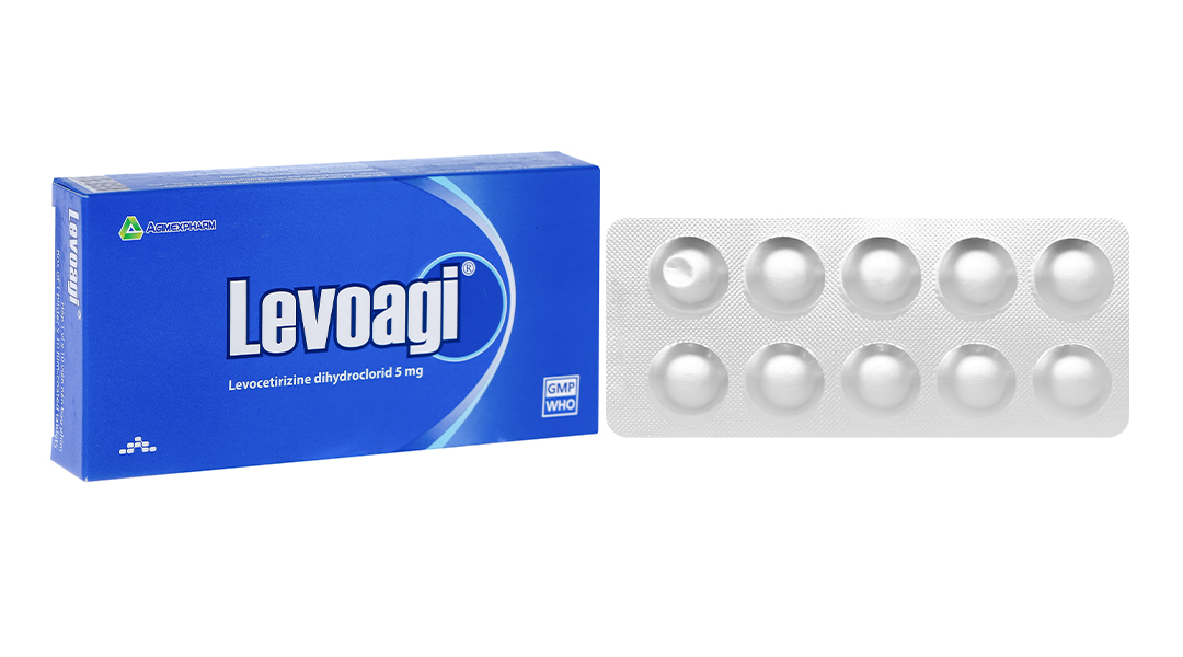 Levoagi 5mg trị viêm mũi dị ứng, mày đay (1 vỉ x 10 viên)