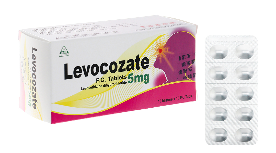 Levocozate 5mg trị viêm mũi dị ứng, mày đay (10 vỉ x 10 viên)