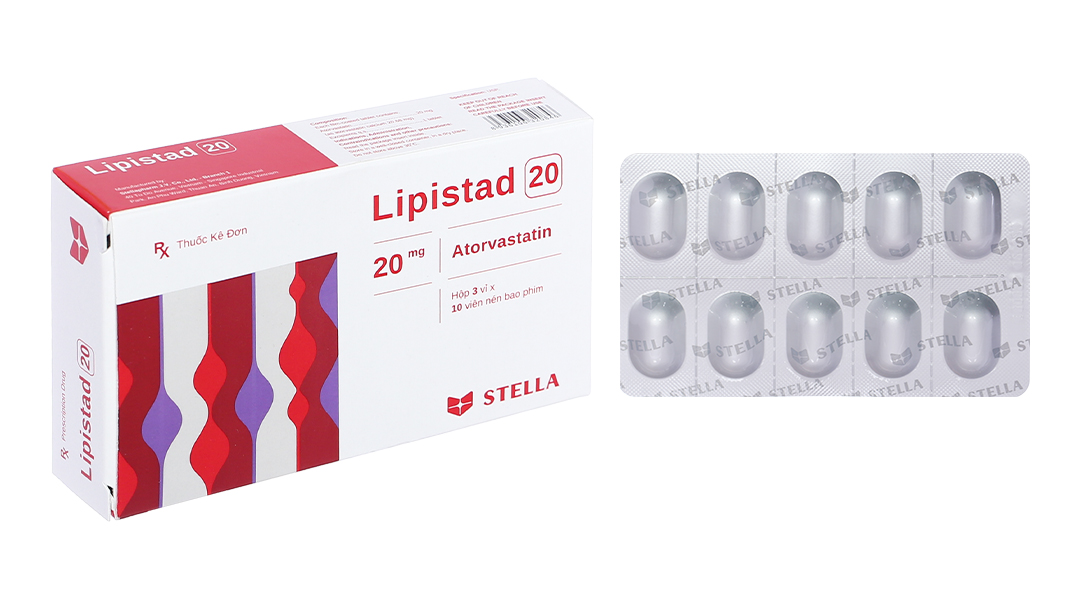 Lipistad 20 trị rối loạn lipid máu (3 vỉ x 10 viên)