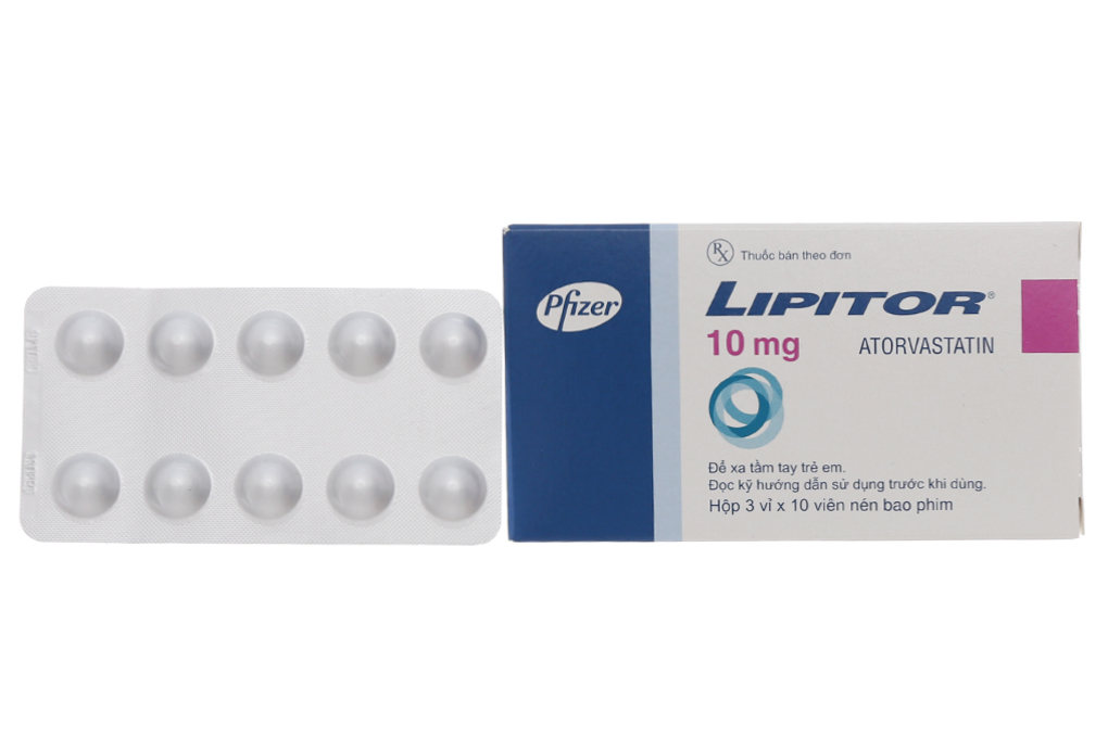 Lipitor 10mg trị rối loạn lipid máu (3 vỉ x 10 viên)