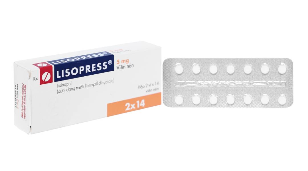 Lisopress 5mg trị tăng huyết áp, suy tim (2 vỉ x 14 viên)