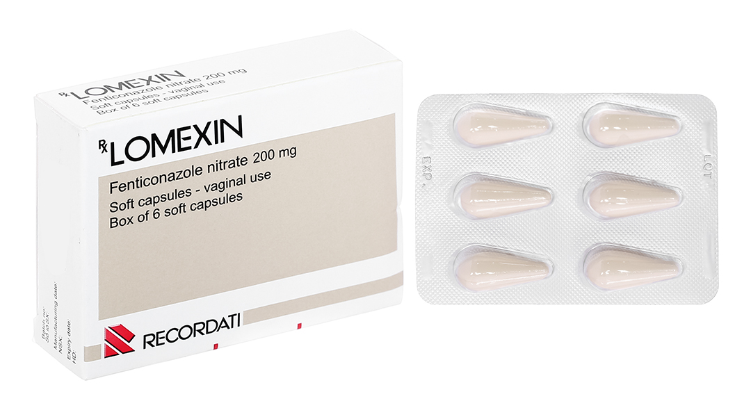 Viên đặt âm đạo Lomexin 200mg trị nhiễm nấm âm đạo (1 vỉ x 6 viên)