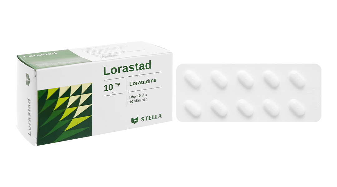 Lorastad 10mg trị viêm mũi dị ứng, mày đay (10 vỉ x 10 viên)