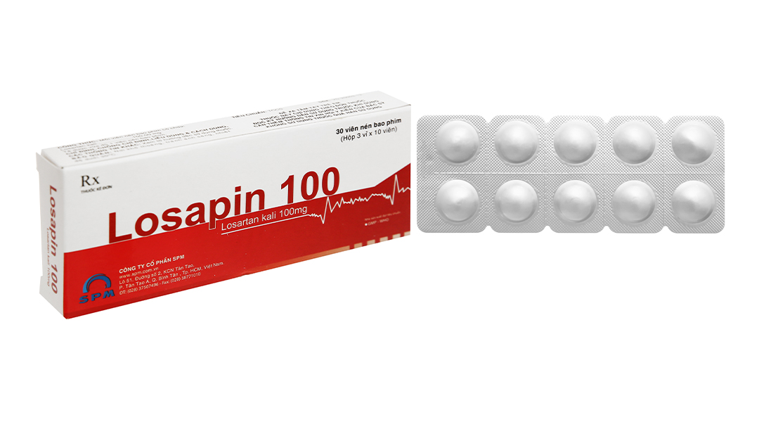 Losapin 100 trị tăng huyết áp (3 vỉ x 10 viên)