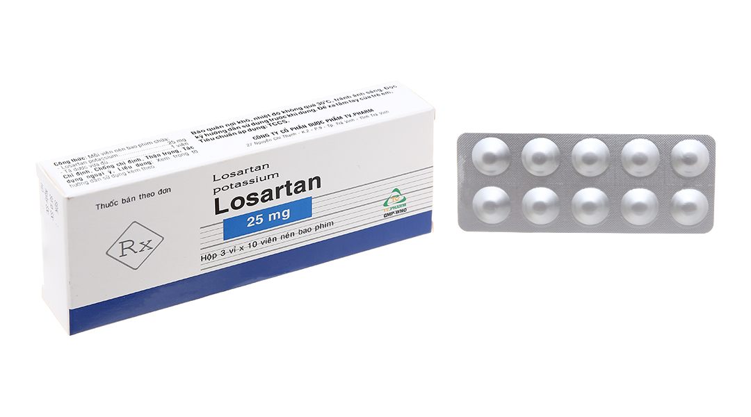 Losartan TV.Pharm 25mg trị tăng huyết áp (3 vỉ x 10 viên)