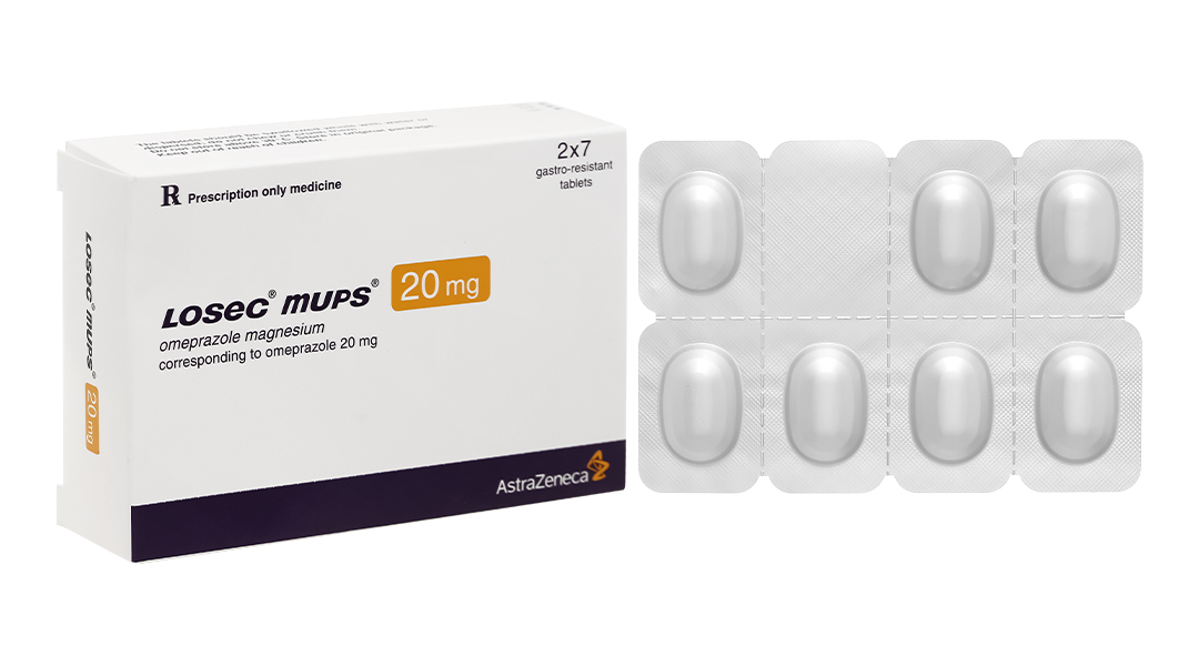 Losec Mups 20mg trị trào ngược dạ dày, thực quản (2 vỉ x 7 viên)