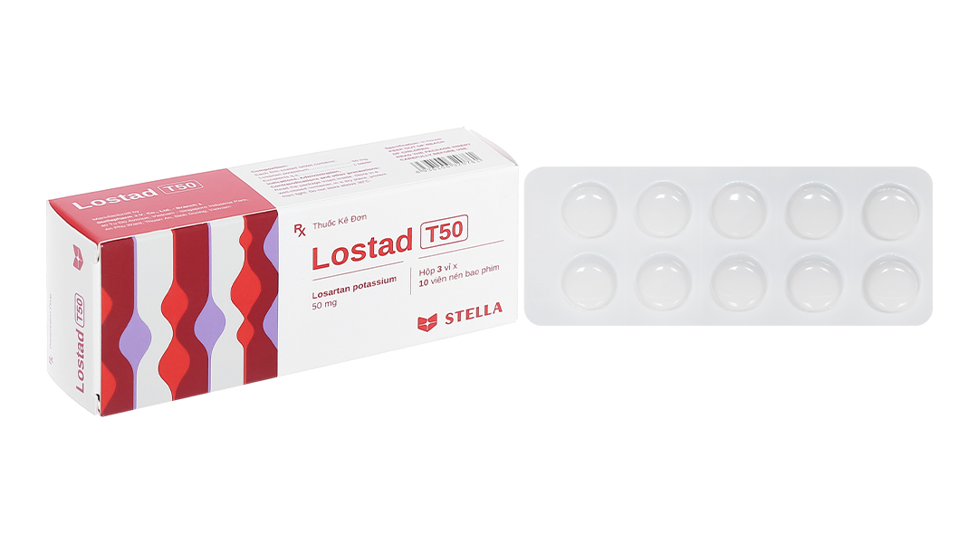 Lostad T50 trị tăng huyết áp, suy tim (3 vỉ x 10 viên)