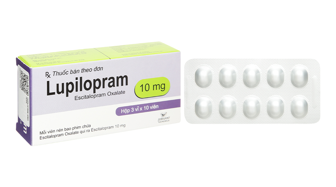 Lupilopram 10mg trị trầm cảm, rối loạn lo âu (3 vỉ x 10 viên)